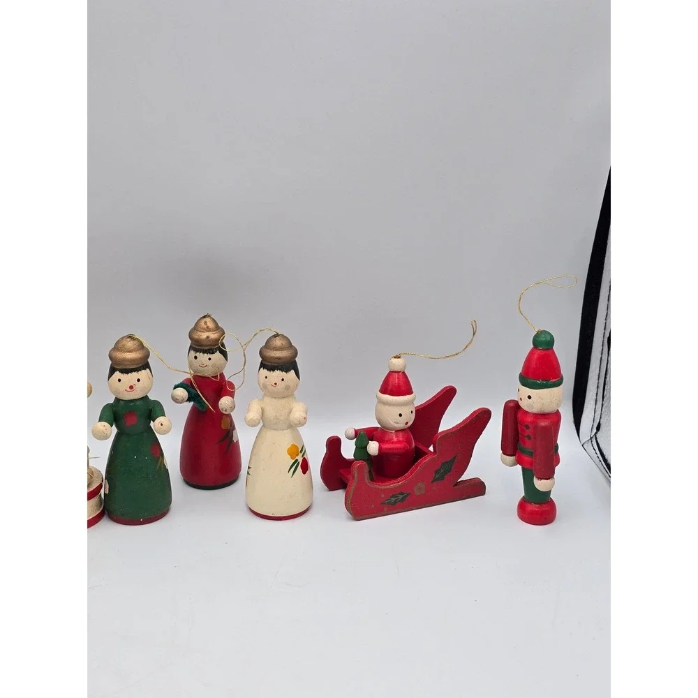 Unbranded Vintage Wooden Christmas Ornaments Mixed‎ Lot Multicolor Good Folk Art